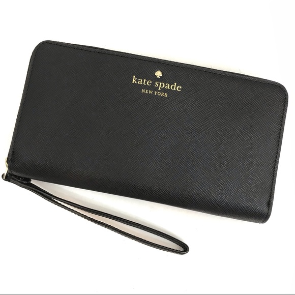 kate spade Handbags - Kate Spade Black Zip Around Wallet Talk is Chic